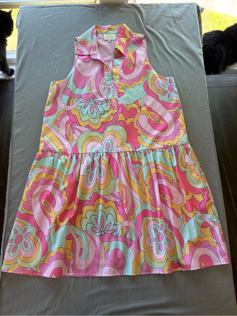 SSYS The Label Kendall Sleeveless Collared Dress in Groovy Floral